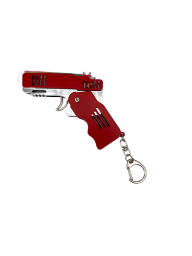 RW MINIs Foldable Pocket Sized Rubber Band Gun Keychain Red