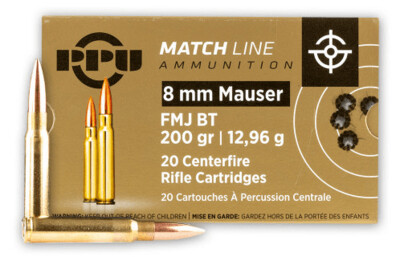 PPU Match Line 8mm Mauser FMJ 200 Grain (20 Rounds)