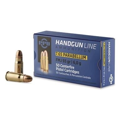 PPU Handgun Line 7.63 Mauser FMJ 85 Grain (50 Rounds)