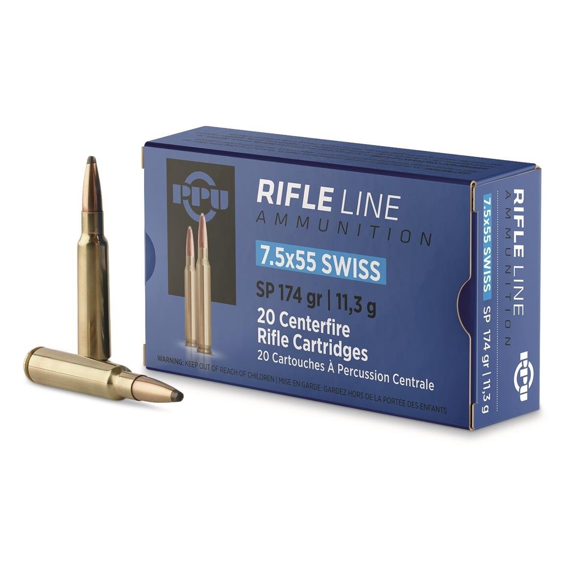 PPU Rifle Line 7.5x55 Swiss 174 Grain SP (20 Rounds)