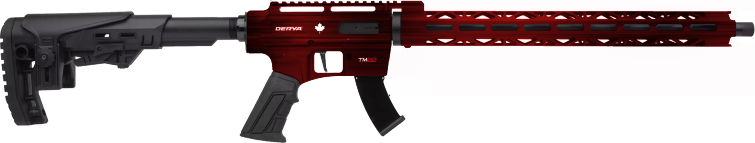Derya TM22 22 LR 18&quot; Barrel Distressed Red Adjustable Stock 2 10-Round Magazines Semi-Auto Rifle
