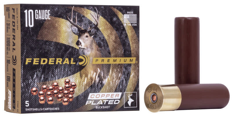 Federal Premium 10 Gauge 3 1/2&quot; 00 Buck Copper Plated (5 Rounds)