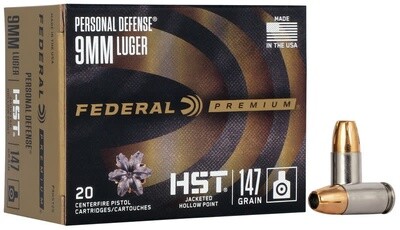 Federal Premium 9mm Personal Defense 147 Grain HST JHP (20 Rounds)