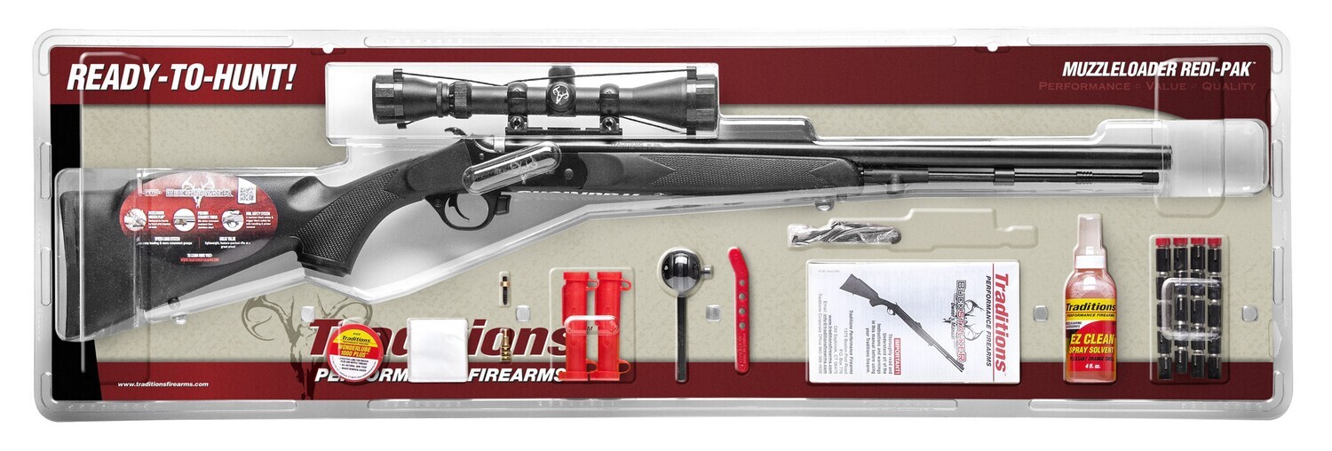 Traditions Buckstalker Redi-Pak 24" Barrel Black Synthetic 3-9x40 Scope