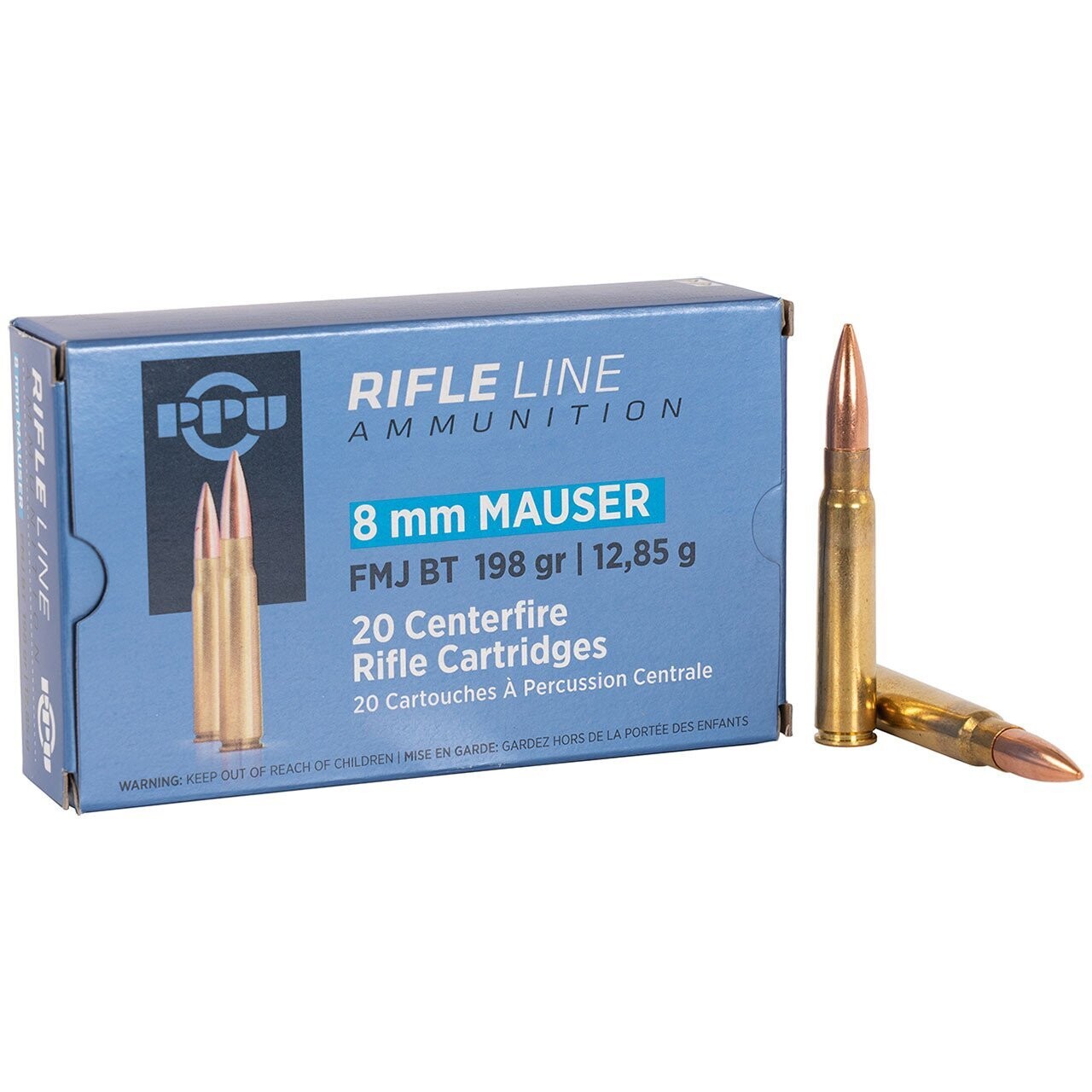 PPU Rifleline 8mm Mauser 198 Grain FMJ BT (20 Cartridges)