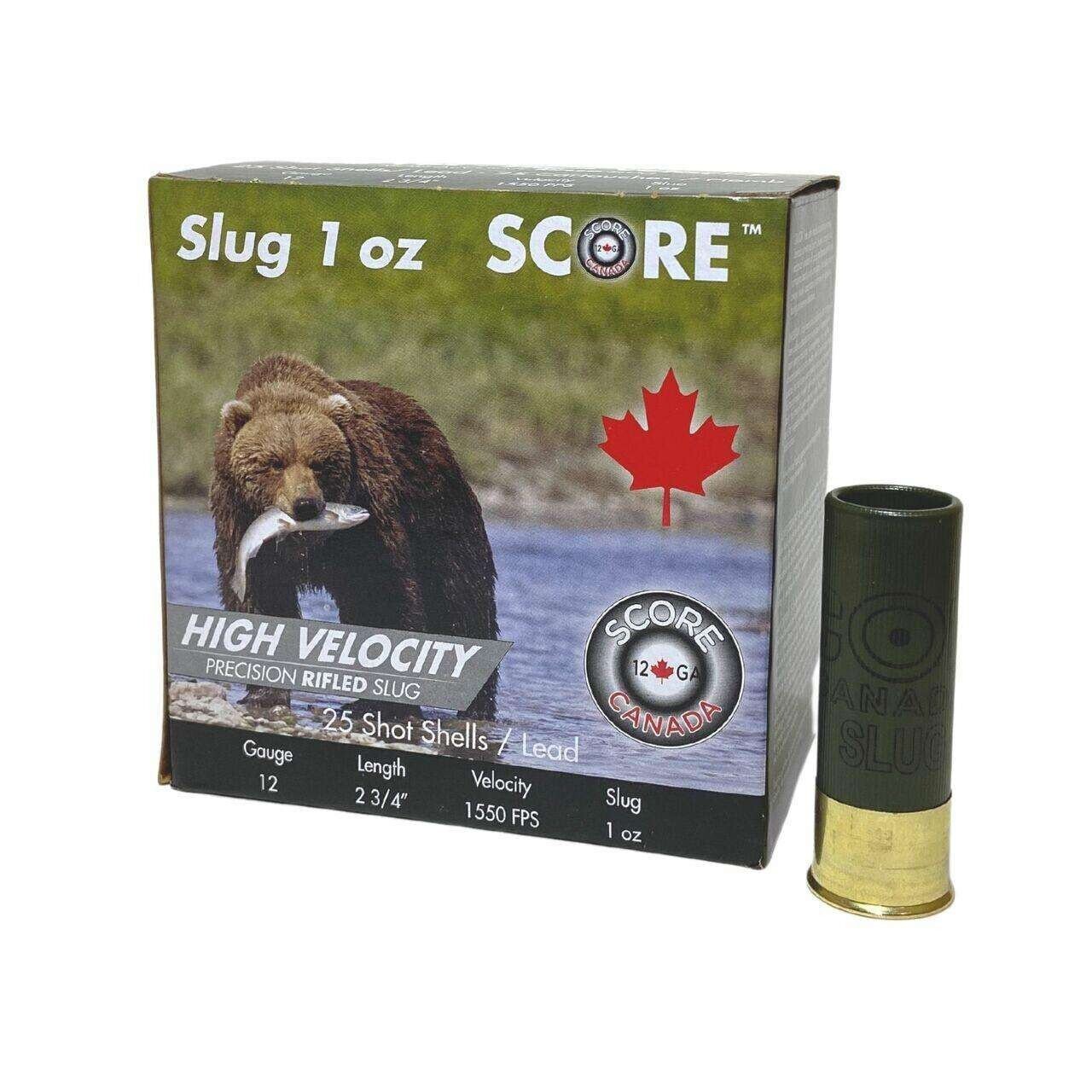 Score 12 Gauge 2 3/4" 1 oz High Velocity Rifled Slug 1550 fps (25 Rounds)