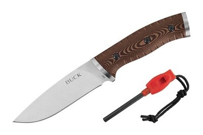 Buck Knives Selkirk Large Fixed Blade Micarta Handle Whistle Flint w/ Sheath Black/Brown