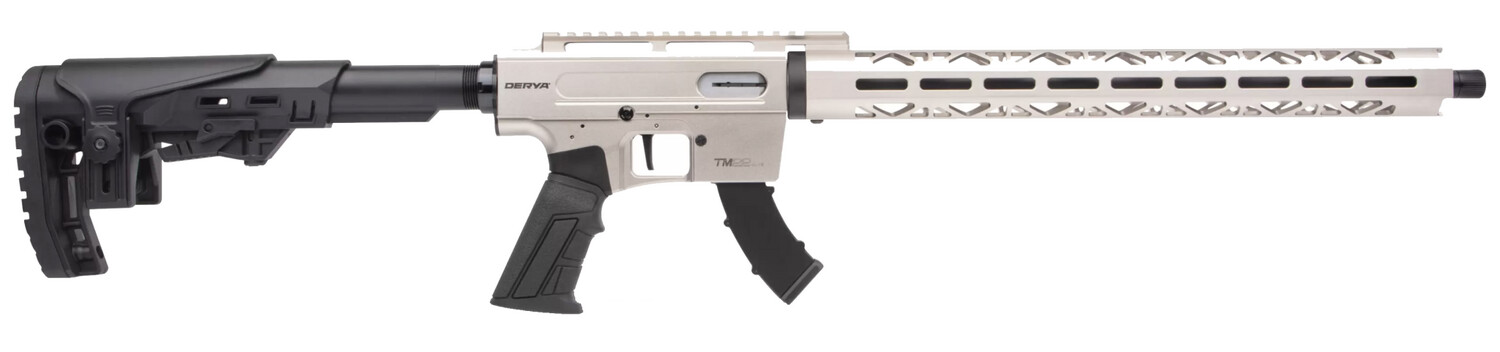 Derya TM22 22 LR 18&quot; Barrel White Adjustable Stock 2 10-Round Magazines Semi-Auto Rifle