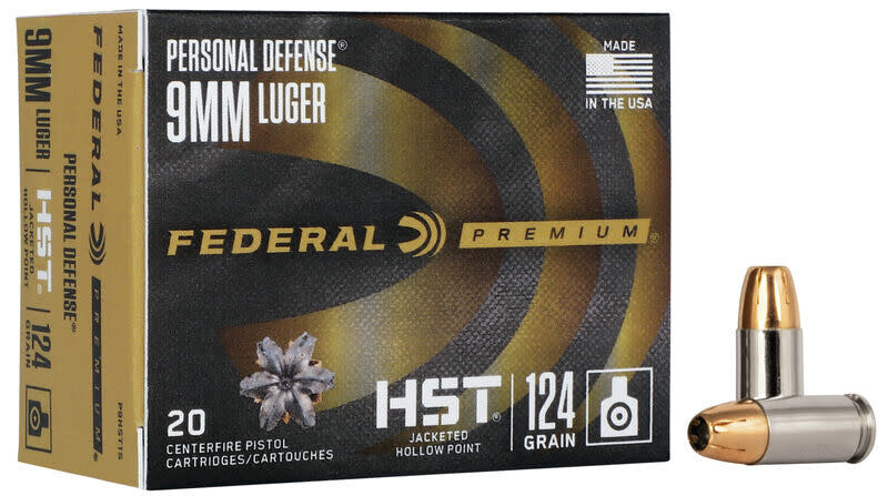 Federal Premium 9mm Personal Defense 124 Grain HST (20 Rounds)