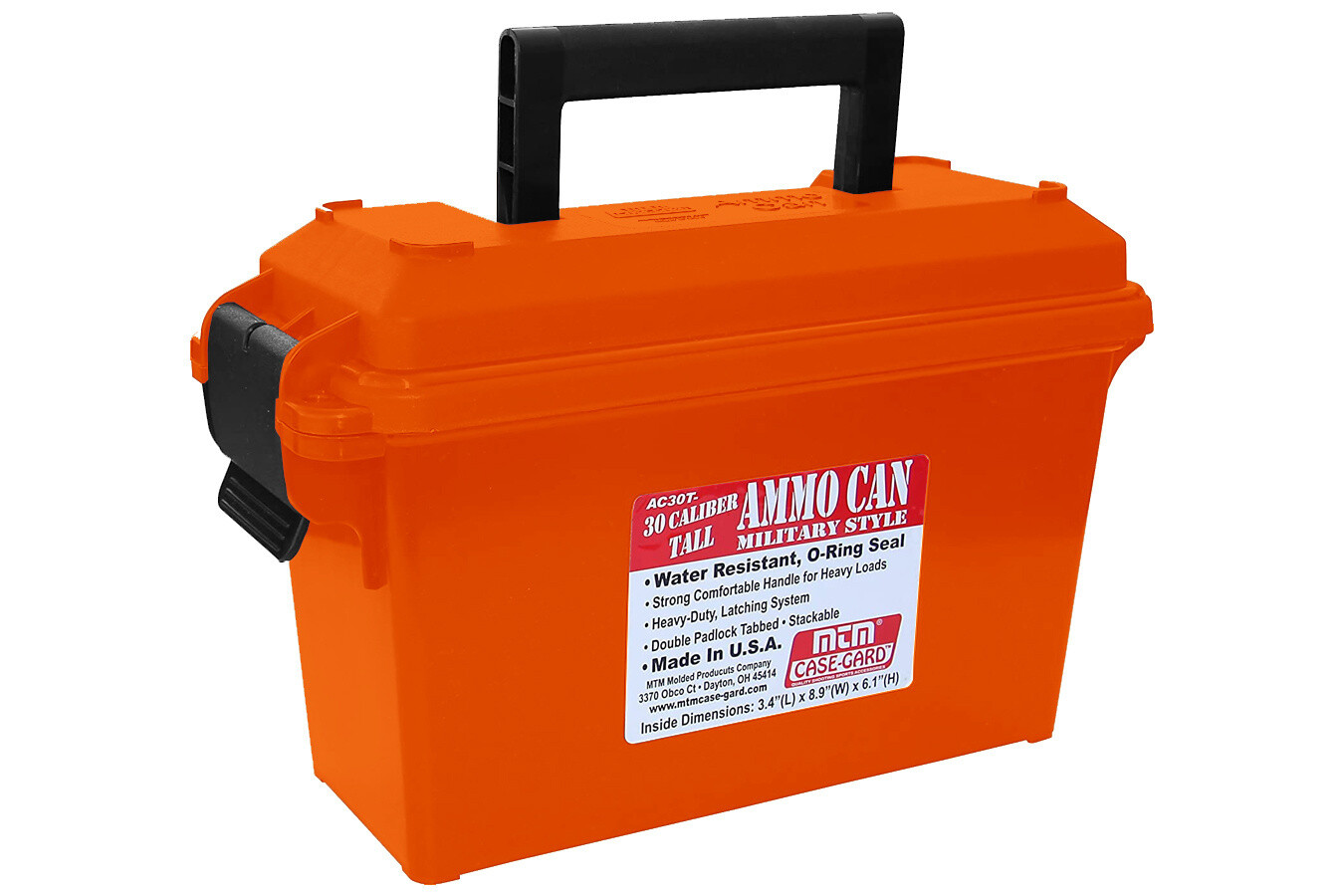 MTM Case-Gard Ammo Can Military Style 30 Caliber Orange 3.4"L x 8.9"W x 6.1"H MTM Case-Gard Ammo Can Military Style 30 Caliber Orange 3.4"L x 8.9"W x 6.1"H