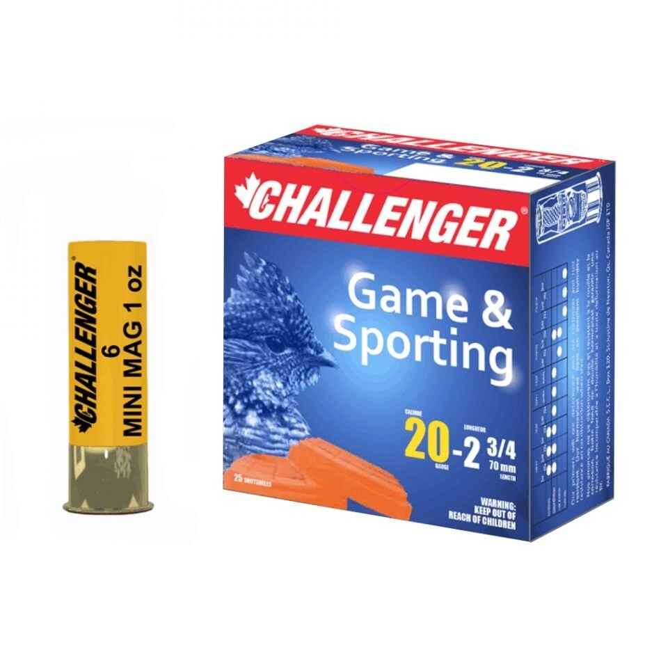 Challenger 20 Gauge 2 3/4&quot; Game &amp; Sporting Magnum Lead 1 oz #7.5 (25 Rounds)