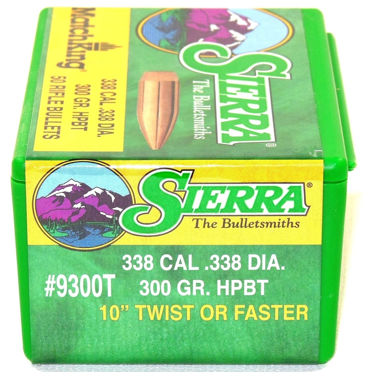 Sierra Matchking 338 Cal .338 Dia 300 Grain HPBT 10&quot; Twist or Faster (50 Count)