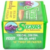 Sierra Matchking 338 Cal .338 Dia 300 Grain HPBT 10" Twist or Faster (50 Count)