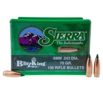 Sierra 6mm .243 Dia. 70 Grain Blitzking (100 Count)