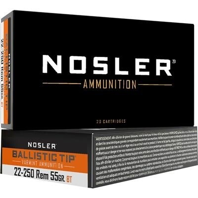 Nosler Ballistic Tip 22-250 Rem 55 Grain BT (20 Rounds)