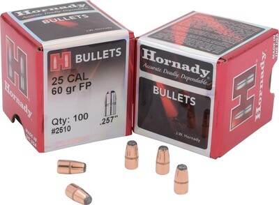 Hornady Bullet 25 Cal .257" 60 Grain Flat Point (100 Count)