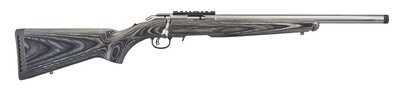Ruger American 22 LR 18" Satin Stainless Steel Threaded Barrel Black Laminate Stock Bolt-Action Rifle