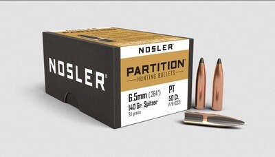 Nosler Partition 6.5mm Cal (.264") 140 Grain Spitzer 50 Count
