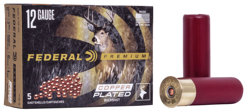 Federal Premium 12 Gauge 3&quot; 41 Pellet #4 Buck Copper Plated Buckshot (5 Rounds)