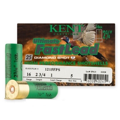 Kent Ultimate Fast Lead w/ Diamond Shot 16 Gauge 2 3/4&quot; Shot #5 (25 Count)