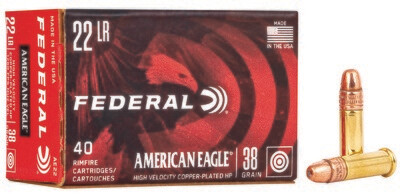American Eagle Rimfire 22LR 38 grain Copper Jacket Hollow Point (40 Rounds)