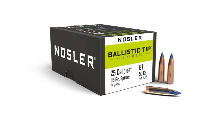 Nosler Ballistic Tip Hunting .25 Cal 115 Grain .257 Spitzer (50 Count)