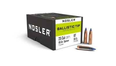 Nosler Ballistic Tip Hunting .25 Cal 115 Grain .257 Spitzer (50 Count)