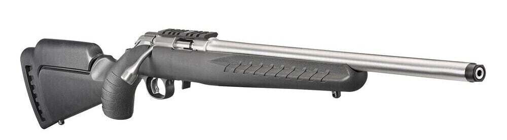 Ruger American 22 LR 18&quot; Threaded Satin Stainless Barrel Black Synthetic Stock Bolt-Action Rifle