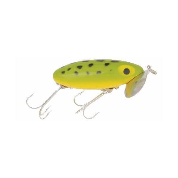 Arbogast Jitterbug Fishing Lure, Color: Frog/Yellow Belly, Size: 2 1/2&quot;