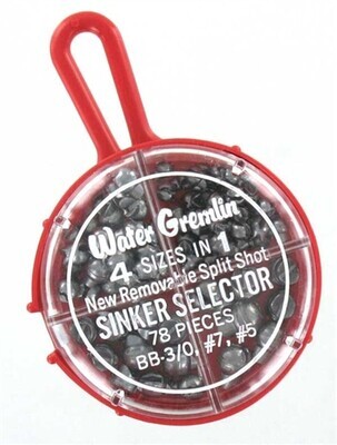 Water Gremlin 4 Sizes Split Shot Sinker Selector (BB, 3/0, 7, 5)