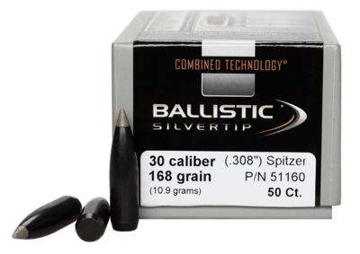 Nosler Ballistic Silvertip .30 Caliber .308" Spitzer 168 Grain (50 Count)