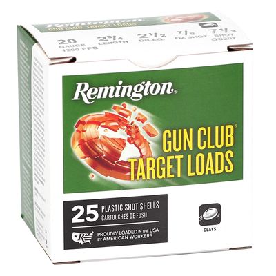Remington Gun Club Target Loads 20 Gauge 2 3/4" Shot #7.5 (25 Rounds)