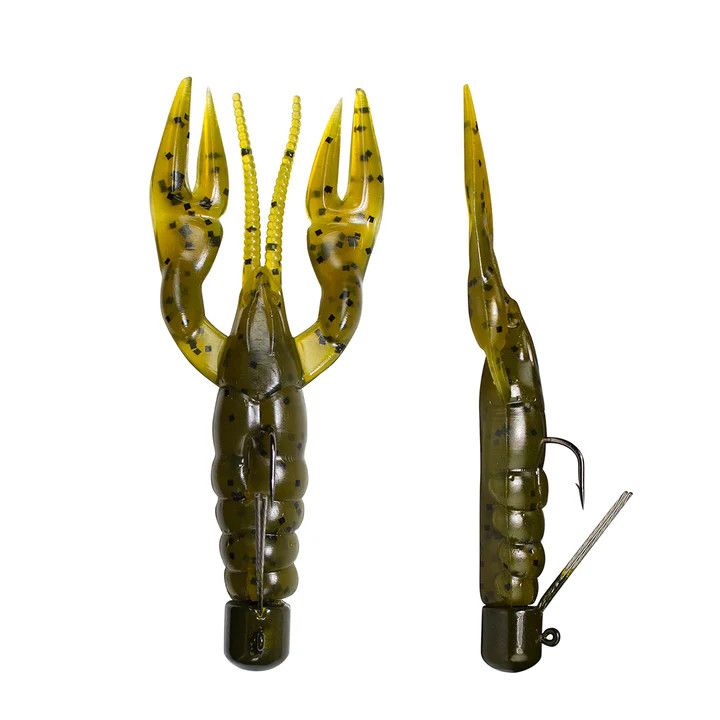 Lunkerhunt Pre-Rigged Finesse Craw 1/4 oz , Color: Green Pumpkin, Size: 3"