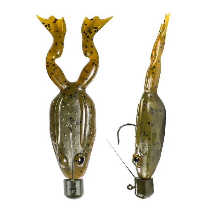 Lunkerhunt Pre-Rigged Finesse Frog 1/4&quot;, Color: Green Pumpkin, Size: 3&quot;