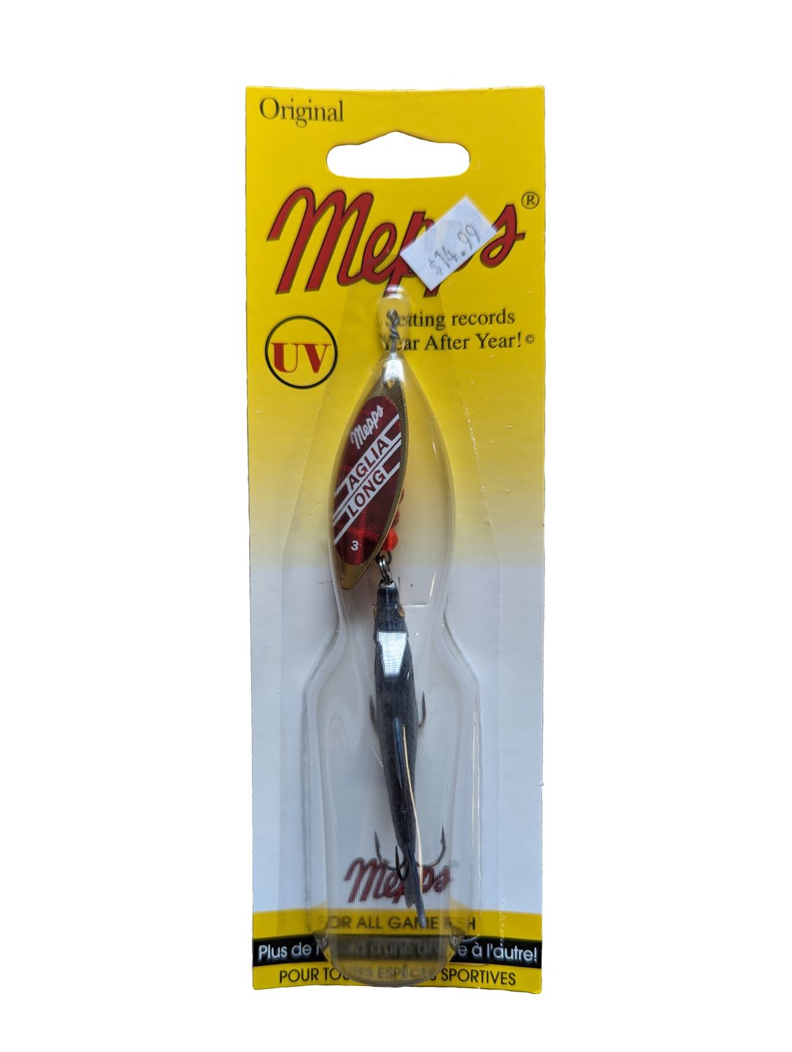 Mepps Aglia Long Minnow Spinner Red/Gold & Rainbow Trout