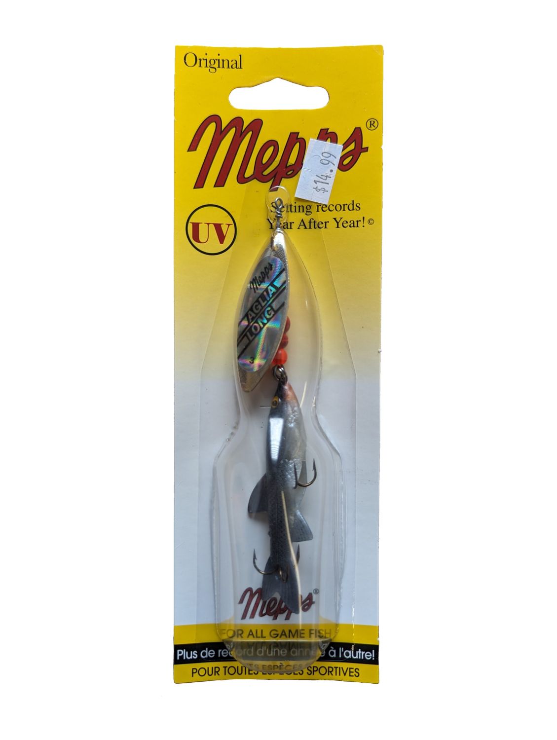 Mepps Aglia Long Minnow Spinner Silver &amp; Rainbow Trout