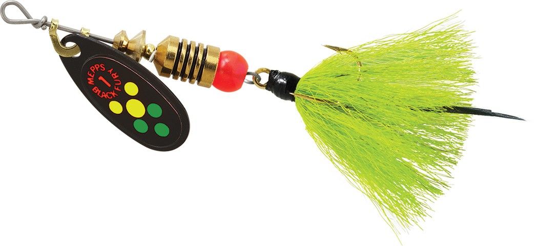 Mepps Black Fury Dressed Spinner, Color: Firetiger Dot, Size: Size 1 (1/8oz)