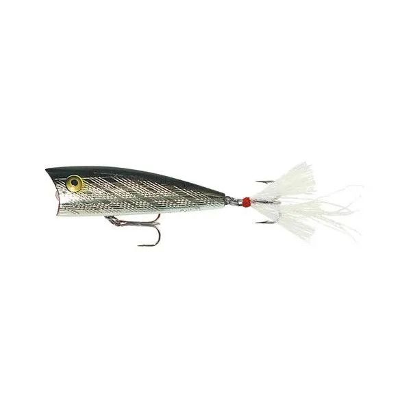 Rebel Pop-R Topwater Bait, Colour: Silver/Black, Length: 2.5&quot;, Weight: 1/4oz