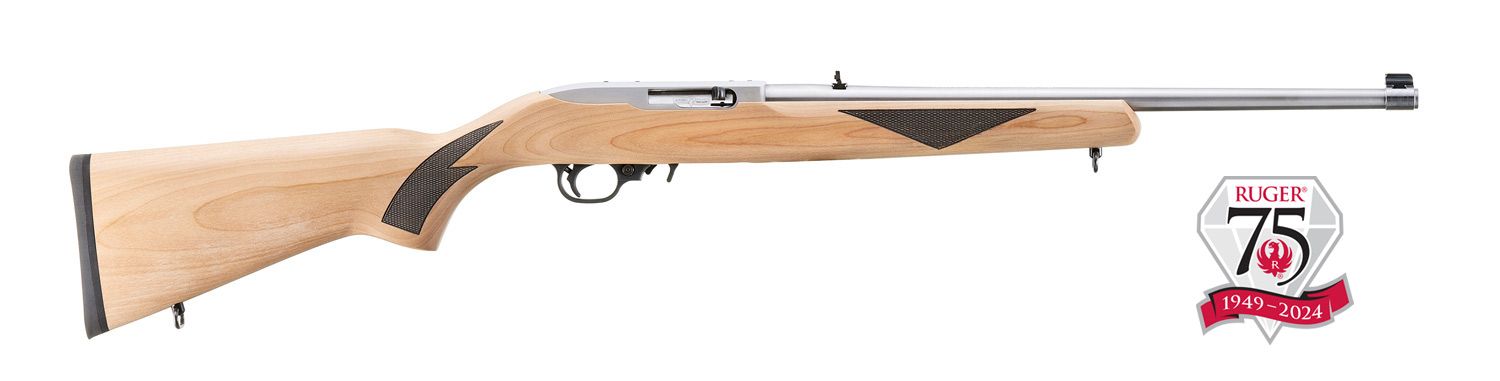 Ruger 10/22 22 LR Sporter 75th Anniversary 18.5" Stainless Steel Barrel Natural Wood Stock Semi-Auto Rifle