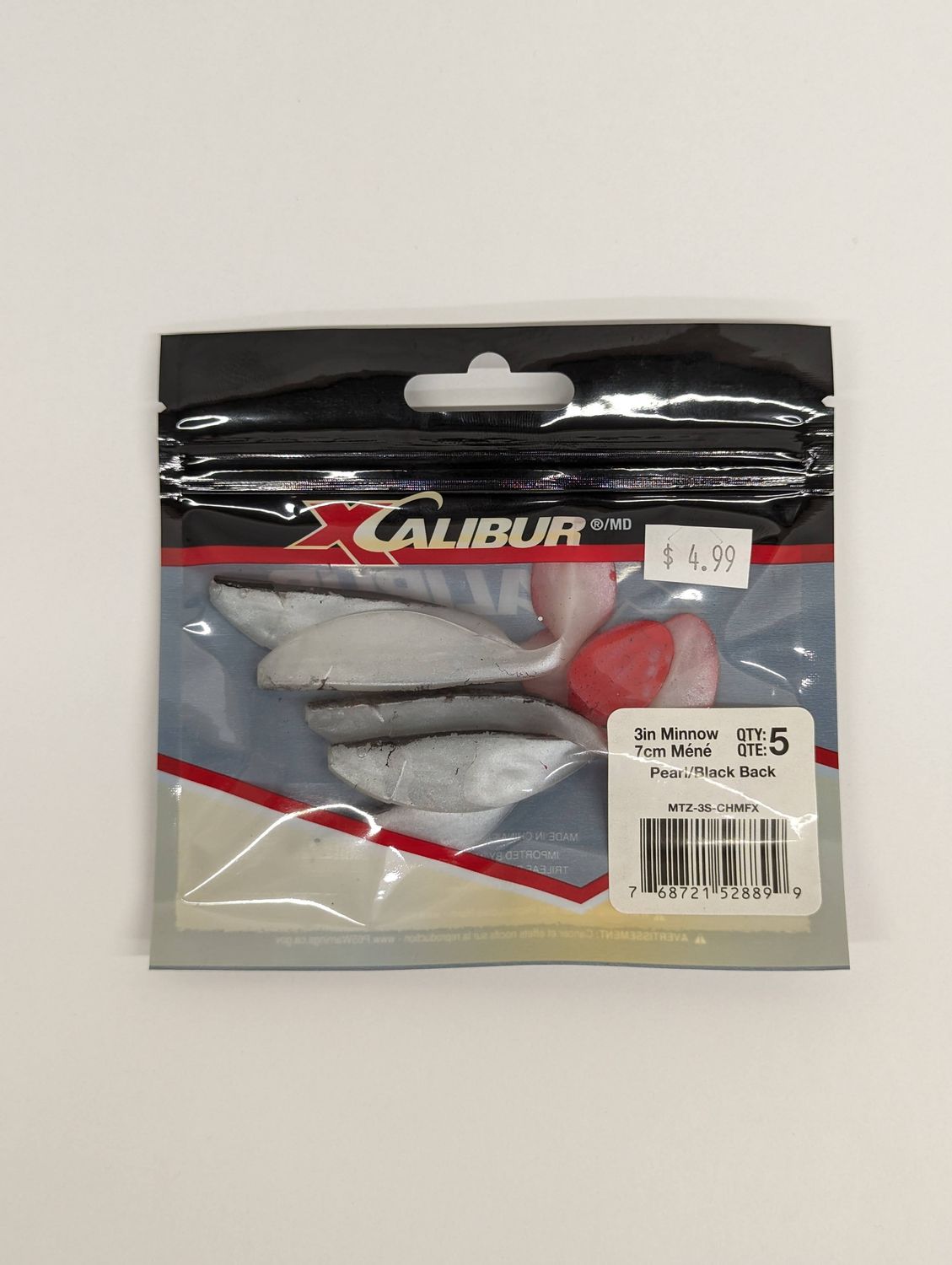 Xcalibur Minnow (5-Pack), Color: Pearl/Black Back, Size: 3&quot;