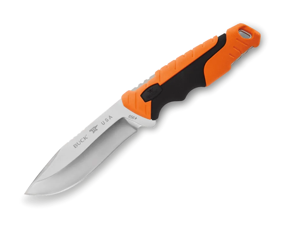 Buck Knives 656 Large Pursuit Pro Fixed Blade Knife Orange/Black Handle w/ Sheath