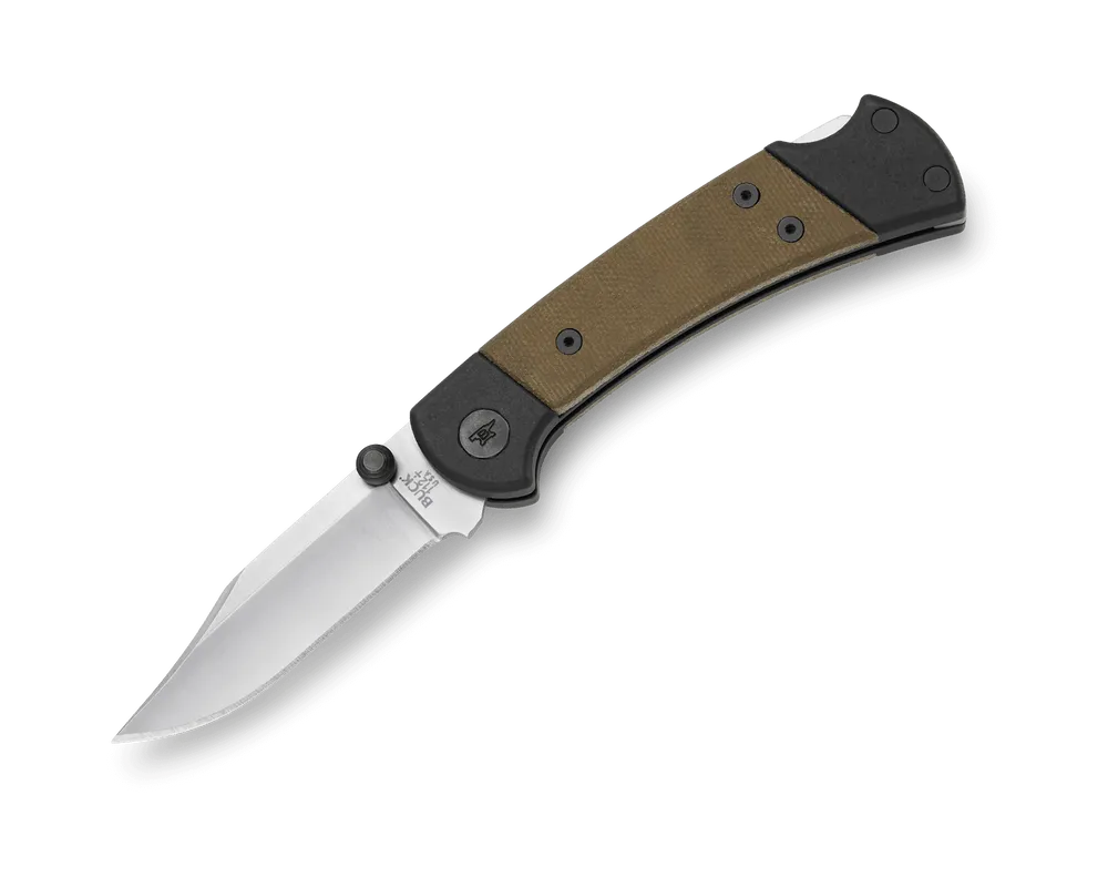 Buck Knives 112 Ranger Sport Folding Knife OD Green Canvas Micarta and Aluminum Handle Buck Knives 112 Ranger Sport Folding Knife OD Green Canvas Micarta and Aluminum Handle