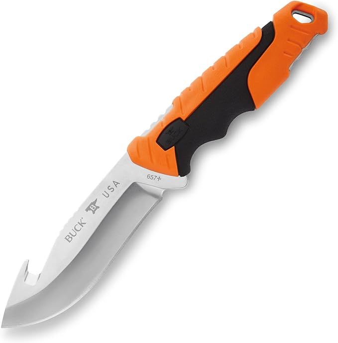 Buck Knives 657 Pursuit Pro Large Fixed Blade w/ Guthook Orange/Black Molded Handle w/ Sheath