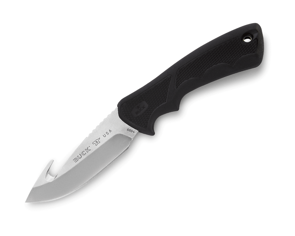 Buck Knives 685 BuckLite Max II Large Guthook Black Rubber Handle Fixed Blade Knife w/Sheath