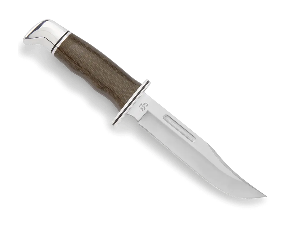 Buck Knives 119 Special Pro O.D. Green Canvas Micarta Handle w/ Black Leather Sheath