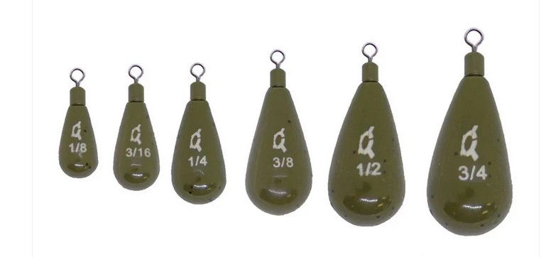 X Zone Tungsten Tie-On Tear Drop Shot Weight, Colour: Green Pumpkin, Size: 1/4 oz, Count: (3-Pack)