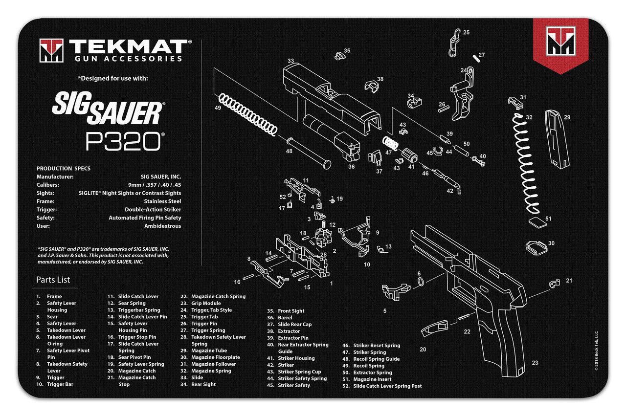 TekMat Sig Sauer P320 Gun Cleaning Mat 11&quot; x 17&quot;