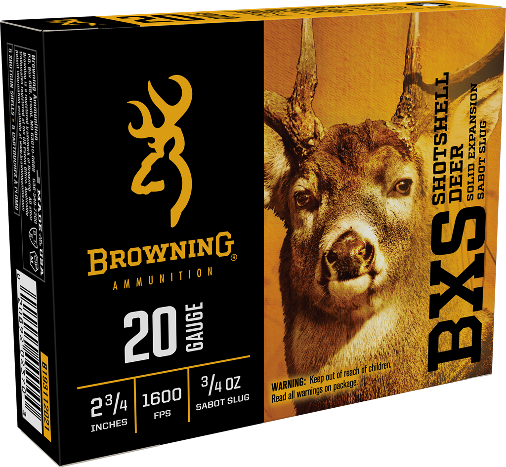 Browning BXS 20 Gauge 2 3/4&quot; 3/4Oz, Sabot Slug (5-Rounds)