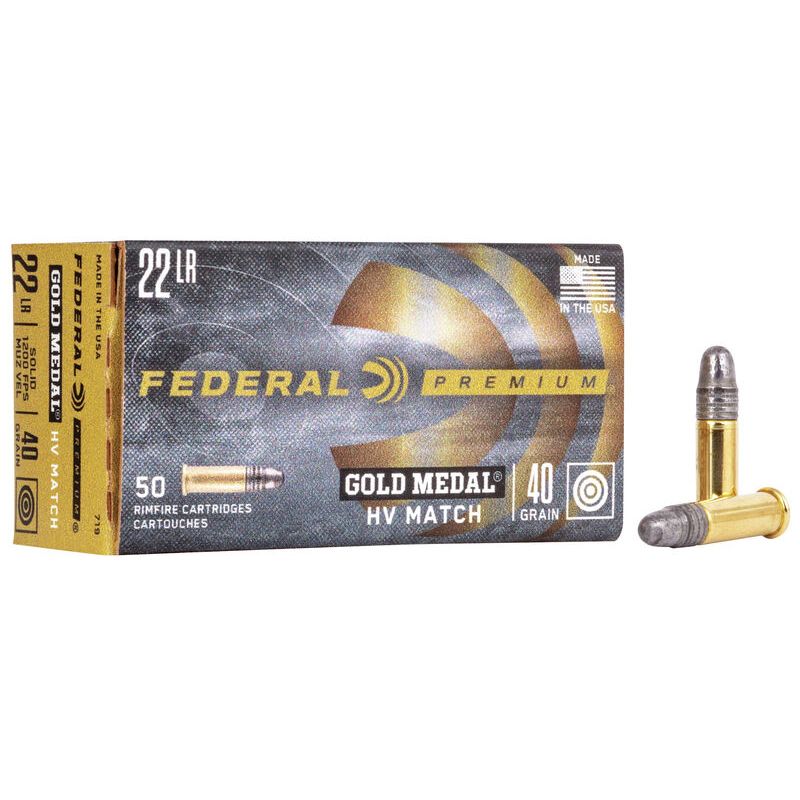 Federal Premium 22 LR 40 Grain Gold Metal HV Match (500 Rounds)