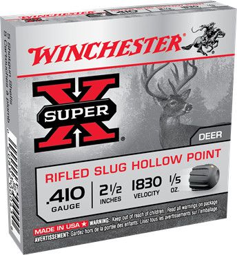 Winchester Super-X Rifled Slug Hollow Point 410 Gauge 2 1/2&quot; 1/5 oz (5 Rounds)